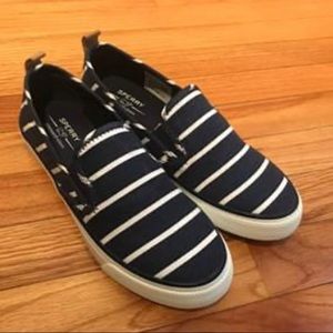 New! Navy and white striped Sperry shoes